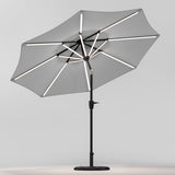 Light Grey 3M Lighted Market Sunbrella Umbrella with Solar Strip LED Lights Parasols & Rain Umbrellas Living and Home 