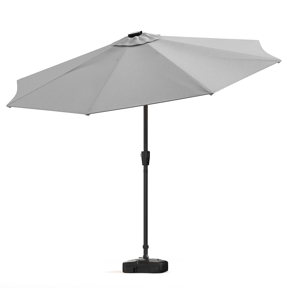 Light Grey 3M Lighted Market Sunbrella Umbrella with Solar Strip LED Lights Parasols & Rain Umbrellas Living and Home 