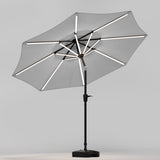 Light Grey 3M Lighted Market Sunbrella Umbrella with Solar Strip LED Lights Parasols & Rain Umbrellas Living and Home 