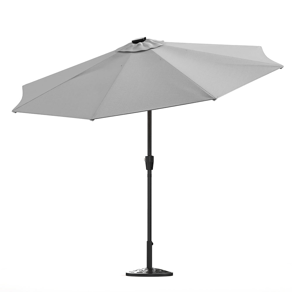 Light Grey 3M Lighted Market Sunbrella Umbrella with Solar Strip LED Lights Parasols & Rain Umbrellas Living and Home 