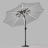 Light Grey 3M Lighted Market Sunbrella Umbrella with Solar Strip LED Lights Parasols & Rain Umbrellas Living and Home 