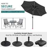 Black 3M Lighted Market Sunbrella Umbrella with Solar Strip LED Lights Parasols & Rain Umbrellas Living and Home 