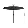 Black 3M Lighted Market Sunbrella Umbrella with Solar Strip LED Lights Parasols & Rain Umbrellas Living and Home Parasol Only 