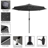 Black 3M Lighted Market Sunbrella Umbrella with Solar Strip LED Lights Parasols & Rain Umbrellas Living and Home 