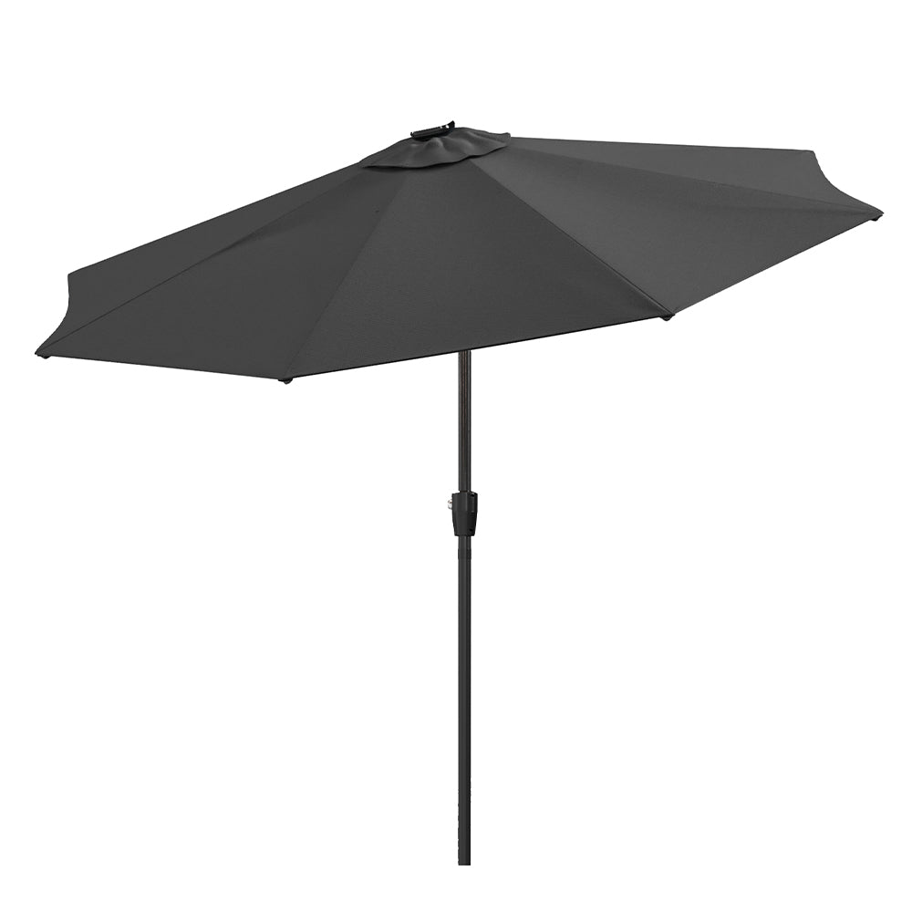 Black 3M Lighted Market Sunbrella Umbrella with Solar Strip LED Lights Parasols & Rain Umbrellas Living and Home 