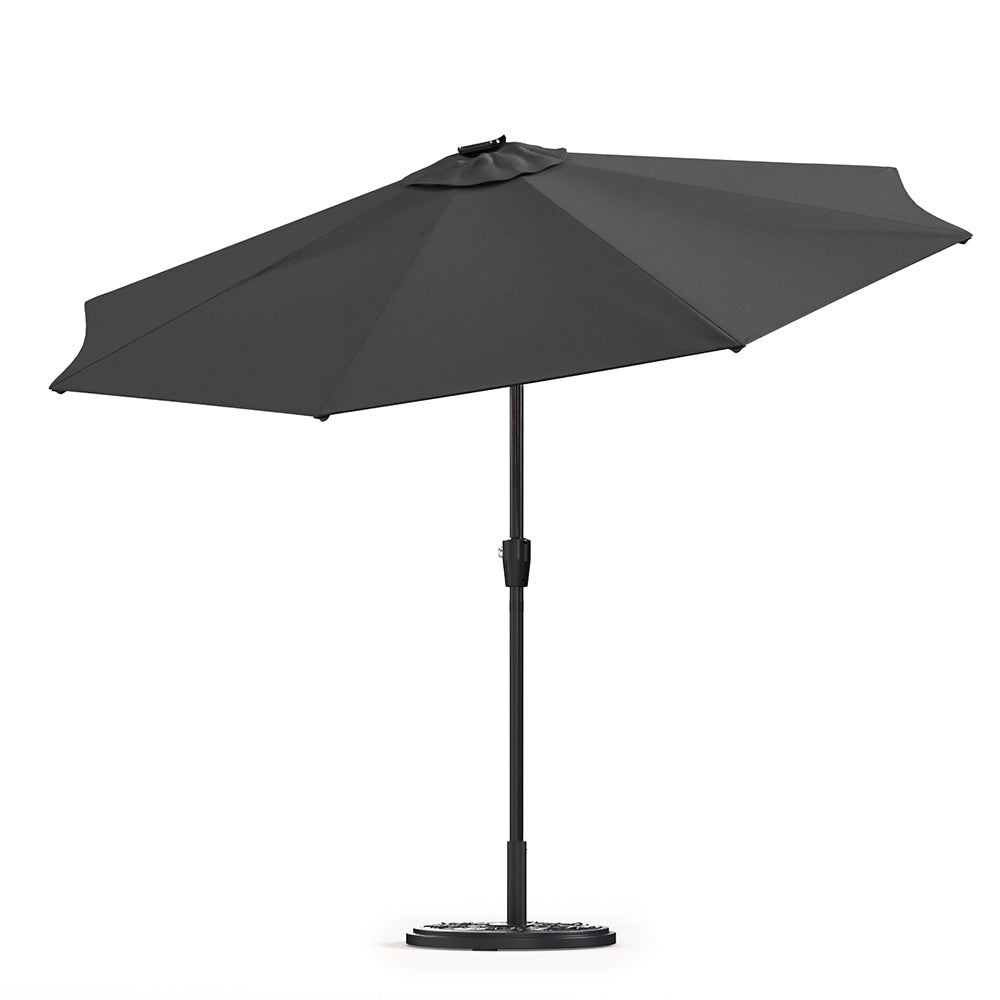 Black 3M Lighted Market Sunbrella Umbrella with Solar Strip LED Lights Parasols & Rain Umbrellas Living and Home 