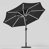 Black 3M Lighted Market Sunbrella Umbrella with Solar Strip LED Lights Parasols & Rain Umbrellas Living and Home 