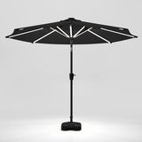 Black 3M Lighted Market Sunbrella Umbrella with Solar Strip LED Lights Parasols & Rain Umbrellas Living and Home 