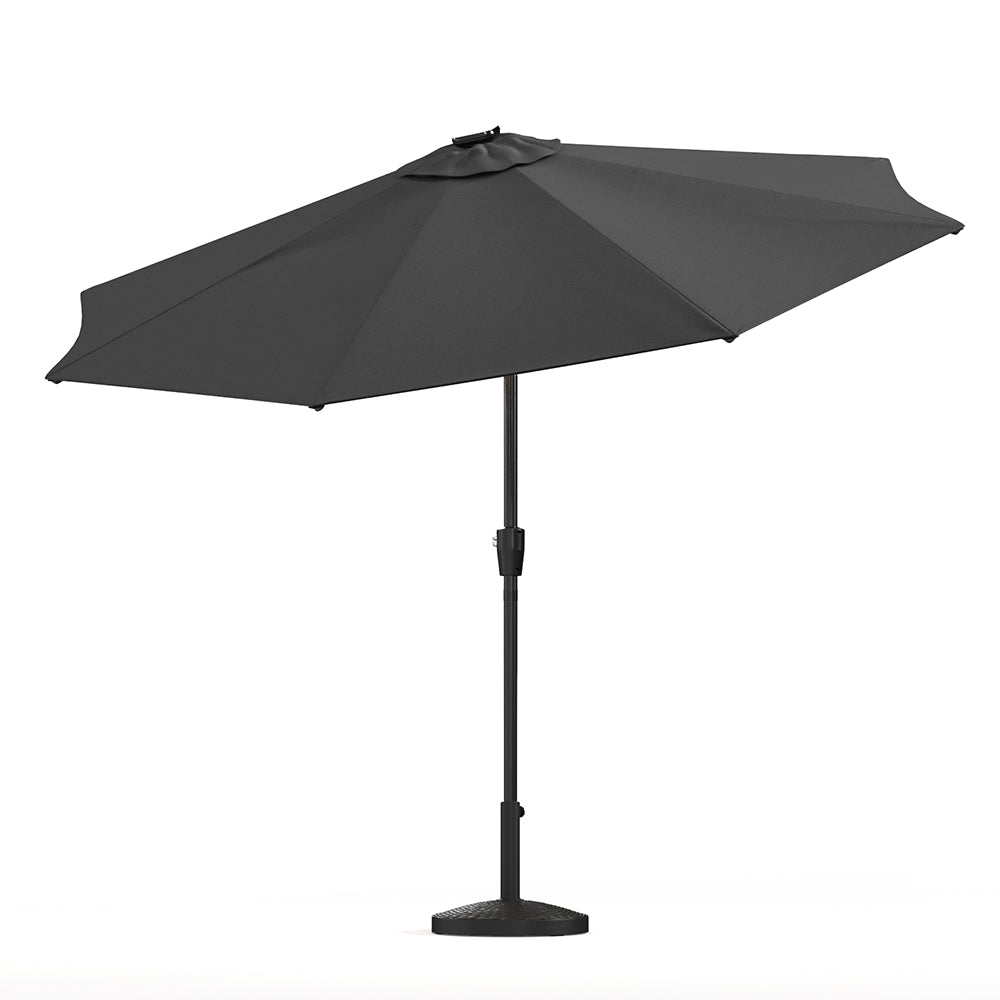 Black 3M Lighted Market Sunbrella Umbrella with Solar Strip LED Lights Parasols & Rain Umbrellas Living and Home 