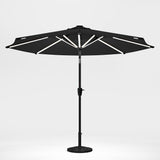 Black 3M Lighted Market Sunbrella Umbrella with Solar Strip LED Lights Parasols & Rain Umbrellas Living and Home 