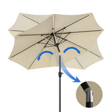 Beige 3M Lighted Market Sunbrella Umbrella with Solar Strip LED Lights Parasols & Rain Umbrellas Living and Home 