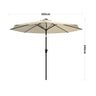 Beige 3M Lighted Market Sunbrella Umbrella with Solar Strip LED Lights Parasols & Rain Umbrellas Living and Home Parasol Only 