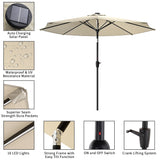 Beige 3M Lighted Market Sunbrella Umbrella with Solar Strip LED Lights Parasols & Rain Umbrellas Living and Home 