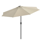 Beige 3M Lighted Market Sunbrella Umbrella with Solar Strip LED Lights Parasols & Rain Umbrellas Living and Home 