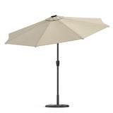 Beige 3M Lighted Market Sunbrella Umbrella with Solar Strip LED Lights Parasols & Rain Umbrellas Living and Home 