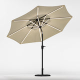 Beige 3M Lighted Market Sunbrella Umbrella with Solar Strip LED Lights Parasols & Rain Umbrellas Living and Home 