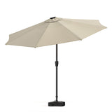 Beige 3M Lighted Market Sunbrella Umbrella with Solar Strip LED Lights Parasols & Rain Umbrellas Living and Home 