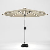 Beige 3M Lighted Market Sunbrella Umbrella with Solar Strip LED Lights Parasols & Rain Umbrellas Living and Home 