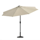 Beige 3M Lighted Market Sunbrella Umbrella with Solar Strip LED Lights Parasols & Rain Umbrellas Living and Home 