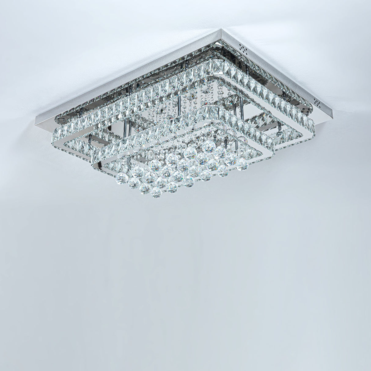 Double Layered Rectangle Crystal Ceiling Lights with Chome Finish Ceiling Light Fixtures Living and Home 