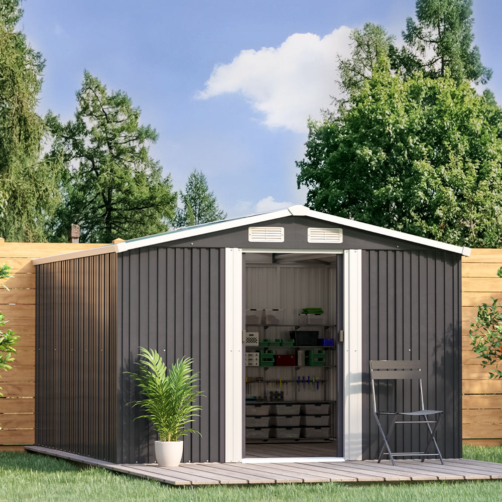 Garden Steel Shed with Gabled Roof Top Garden storage Living and Home 