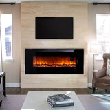 Black 50 Inch Wall Mounted Electric Fire with Log 1800W Electric Fireplace Wall Mounted Fireplaces Living and Home 