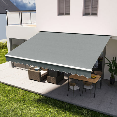 Retractable Patio Awning - Manual Shelter - Grey Awnings Living and Home 