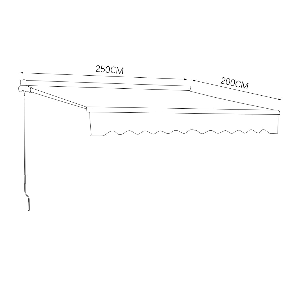 Retractable Patio Awning - Manual Shelter - Grey Awnings Living and Home L 200 x W 150 cm 