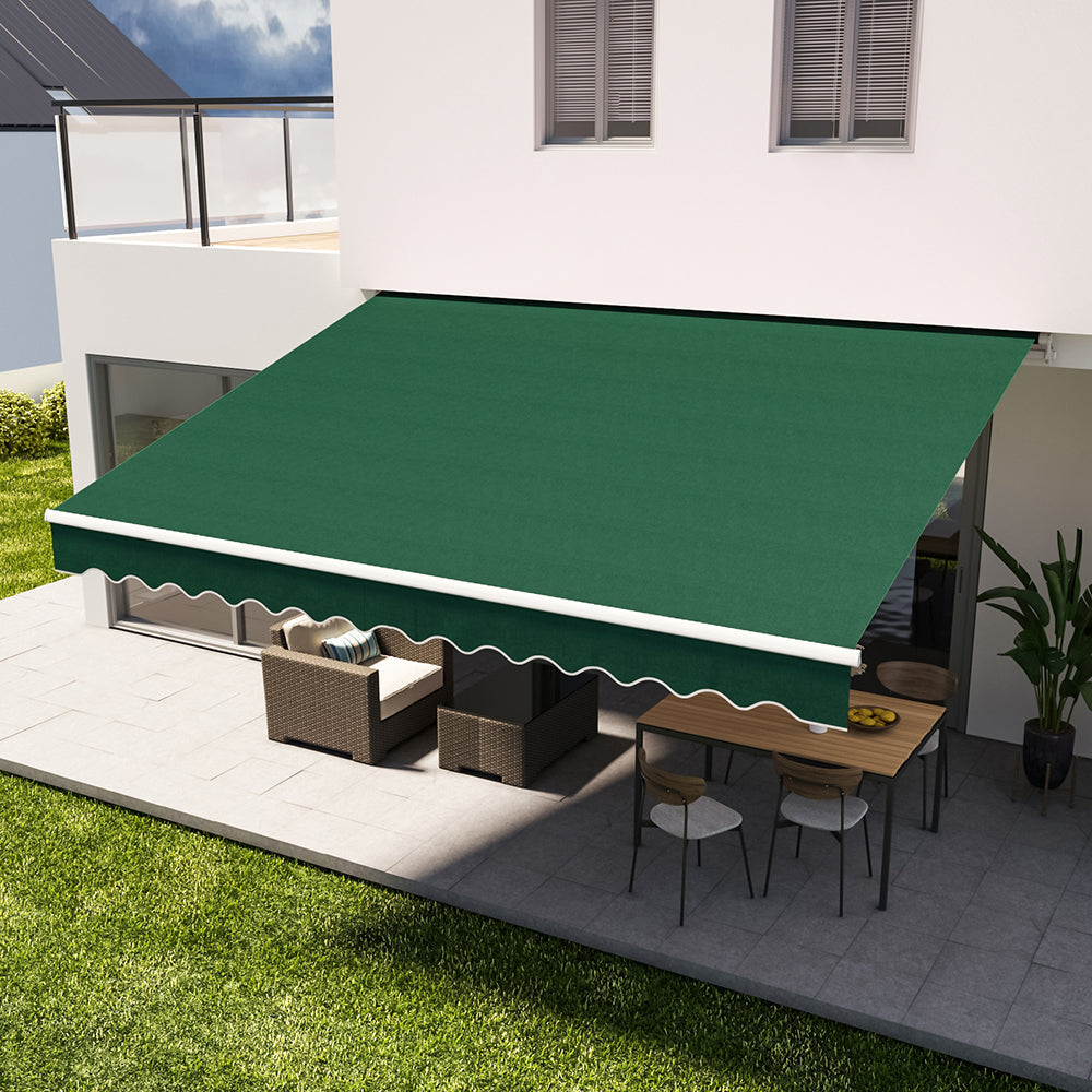 Retractable Patio Awning - Manual Shelter - Green Awnings Living and Home 