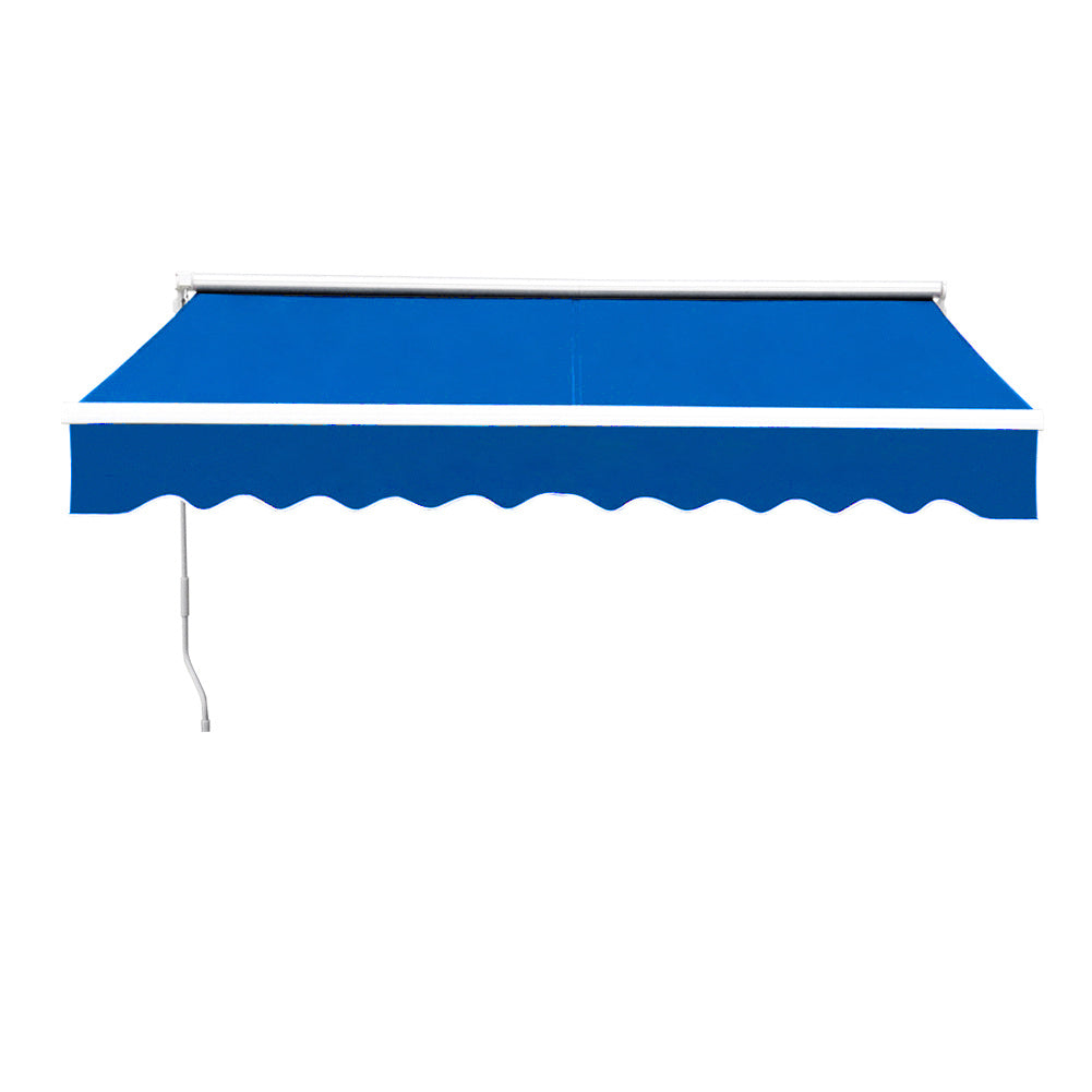 Retractable Patio Awning - Manual Shelter - Blue Patio Awnings Living and Home 