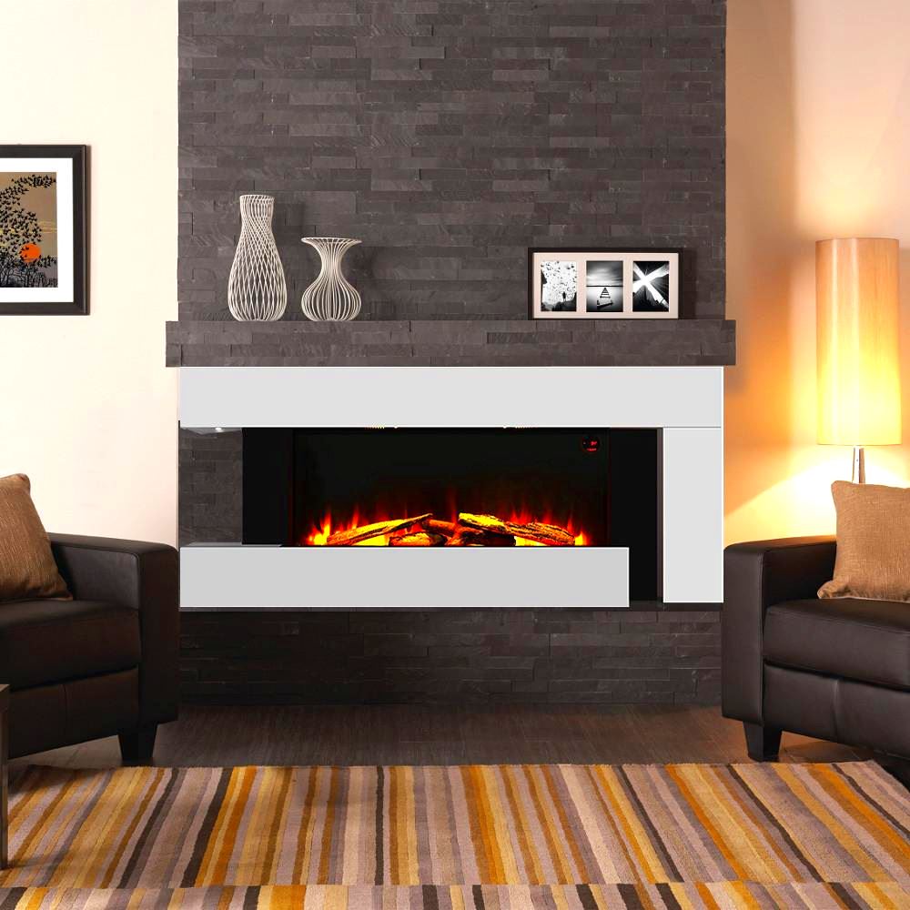 50 Inch LED Electric Fireplace L Shaped Wall Mounted Electric Fire Fireplaces Living and Home 