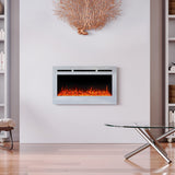 12 Flame Colour Electric Fireplace with Safety Protection White Wall Mounted Fires Living and Home 