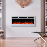 12 Flame Colour Electric Fireplace with Safety Protection White Wall Mounted Fires Living and Home 