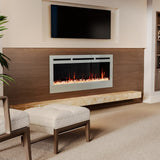 12 Flame Colour Electric Fireplace with Safety Protection White Wall Mounted Fires Living and Home 