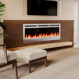 Silver 2kW Electric Fireplace 12 Flame Colour Recessed Fire with 2 Heat Settings Wall Mounted Fires Living and Home 