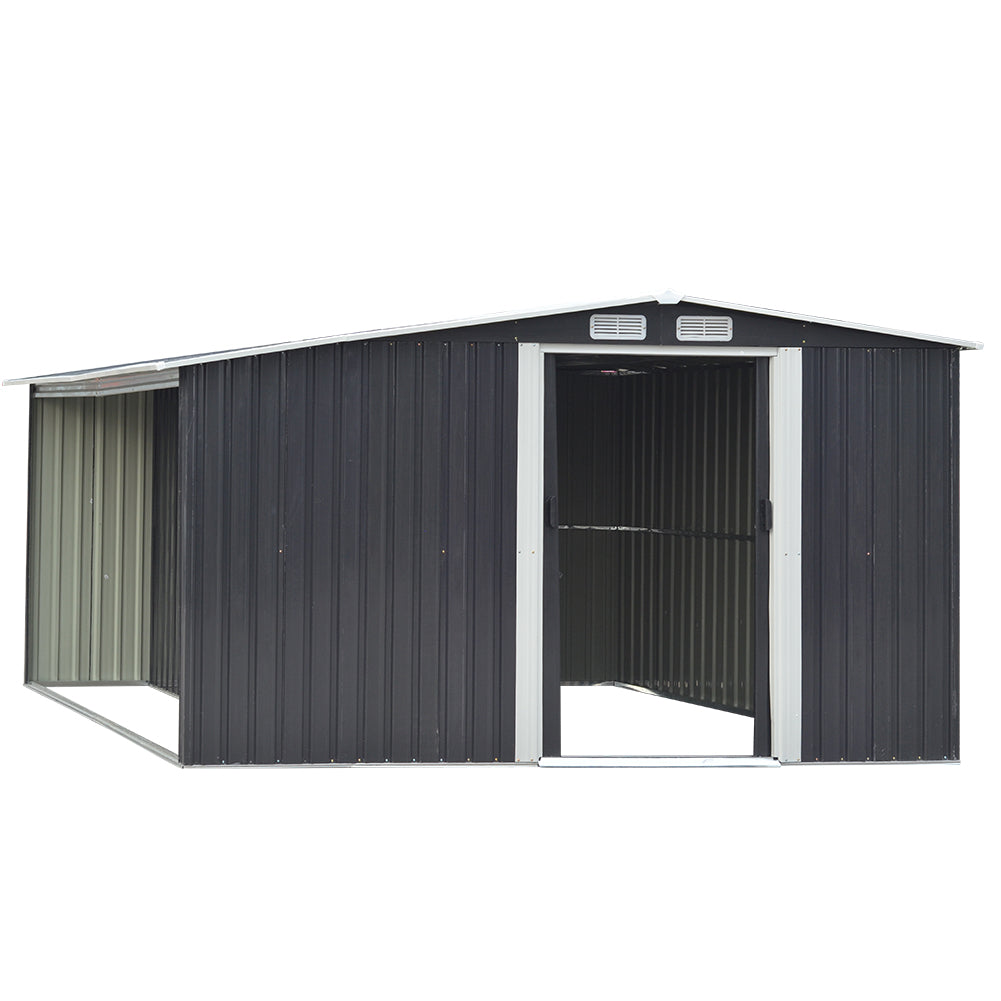 Garden Steel Shed Gable Roof Top with Firewood Storage Garden Storages & Greenhouses Living and Home 