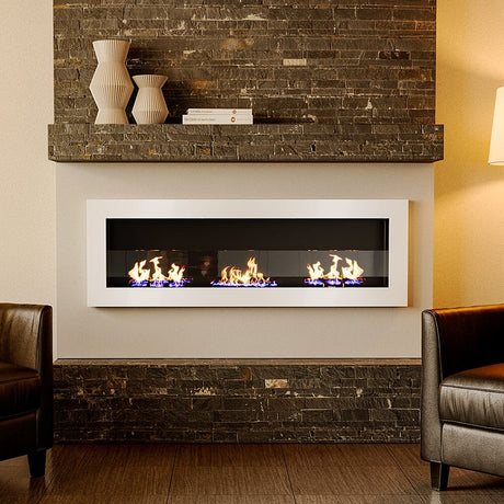 35/47 Inch Indoor Bio Ethanol Fireplace 2/3 Stoves Wall Mounted Heater Bio Ethanol Fireplaces Living and Home White 3 stoves 