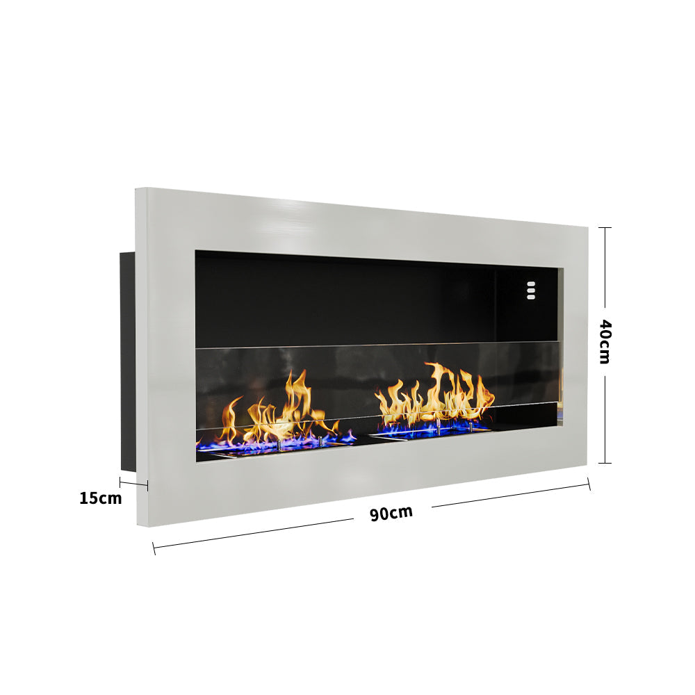 35 Inch 47 Inch Bioethanol Fireplace Wall Mounted Grey Stainless Steel Bio Ethanol Fireplaces Living and Home 