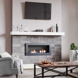 35 Inch 47 Inch Bioethanol Fireplace Wall Mounted Grey Stainless Steel Bio Ethanol Fireplaces Living and Home 