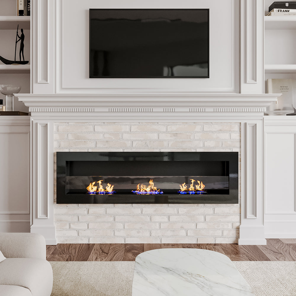 55 Inch Bio Ethanol Fireplace White Grey Black Mounted Inset Wall Biofire Bio Ethanol Fireplaces Living and Home 