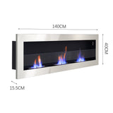 55 Inch Bio Ethanol Fireplace White Grey Black Mounted Inset Wall Biofire Bio Ethanol Fireplaces Living and Home 