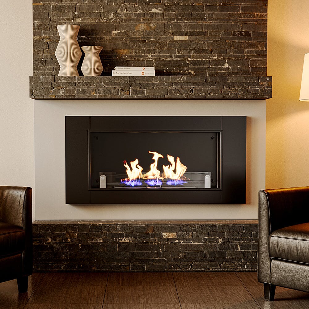 43 Inch Wall Mounted Bio Ethanol Fireplace Black Surface Clean Burner Bio Ethanol Fireplaces Living and Home 