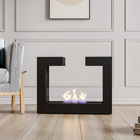 30'' W Bio-Ethanol Fireplace Freestanding Heater Black or White Bio Ethanol Fireplaces Living and Home Black 