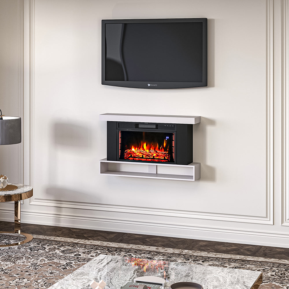 30 Inch Wall Mounted Electric Fireplace Suite with Shelf Fireplace Suites Living and Home 