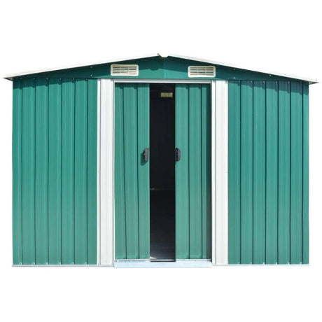 Garden Metal Storage Shed with Gabled Roof Top Large Size Greenhouses Living and Home 