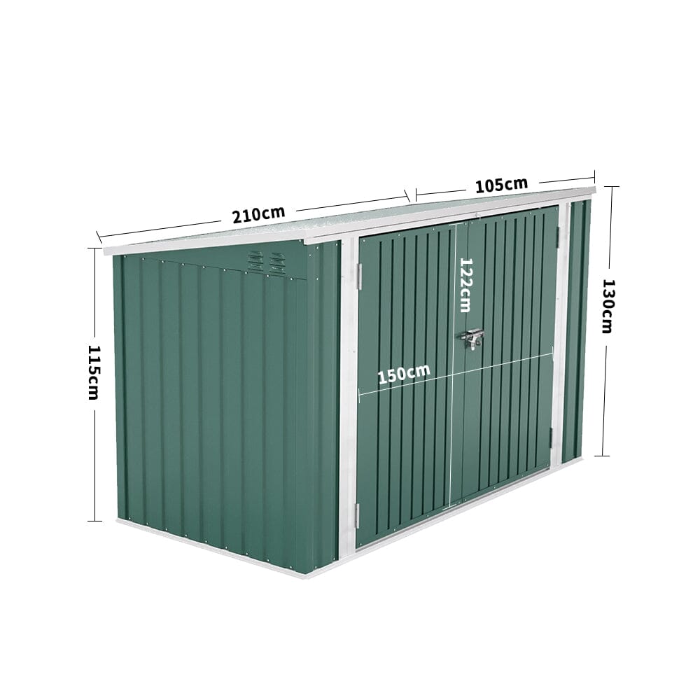 7ft Steel Bike Shed Lockable Garden Storage Shed Bike & Bin Sheds Living and Home 