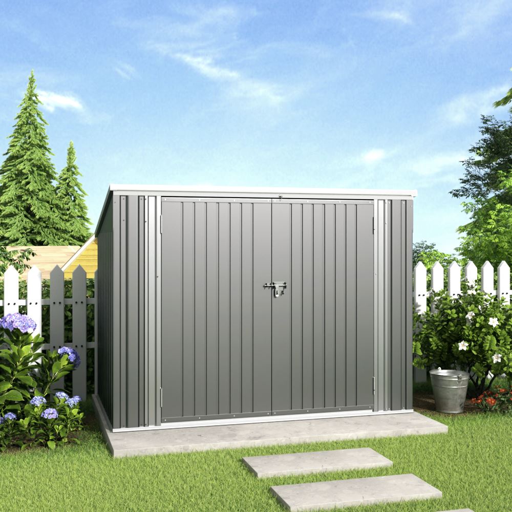 176cm Wide Steel Storage for Bike Shed Grey Tool Shed Bike & Bin Sheds Living and Home 