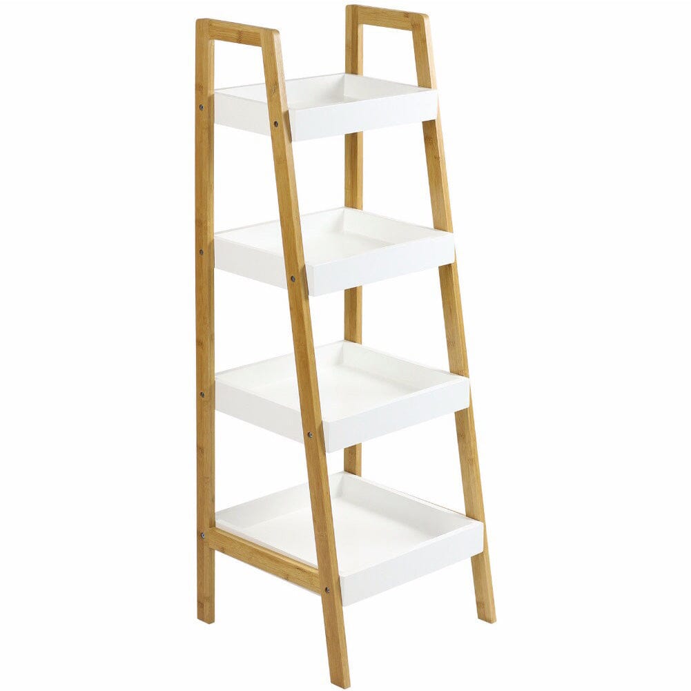 4-Tier Nordic Freestanding Wooden Ladder Shelf Storage Organizer Shelves & Racks Living and Home 