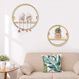 Minimalism Wall Floating Shelf Round Gold Framed Display Rack Wall & Display Shelves Living and Home 