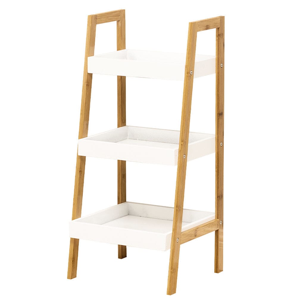 3-Tier Nordic Freestanding Wooden Ladder Shelf Storage Organizer Shelves & Racks Living and Home 